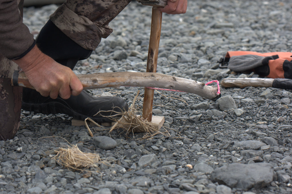 making fire with sticks